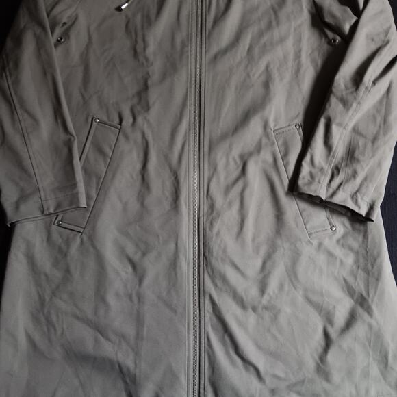 Bernardo Long Hooded Raincoat Olive Green Womens M Minimalist - Picture 2 of 12